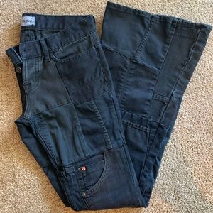 Hudson bell bottoms, patch jeans. Black 27